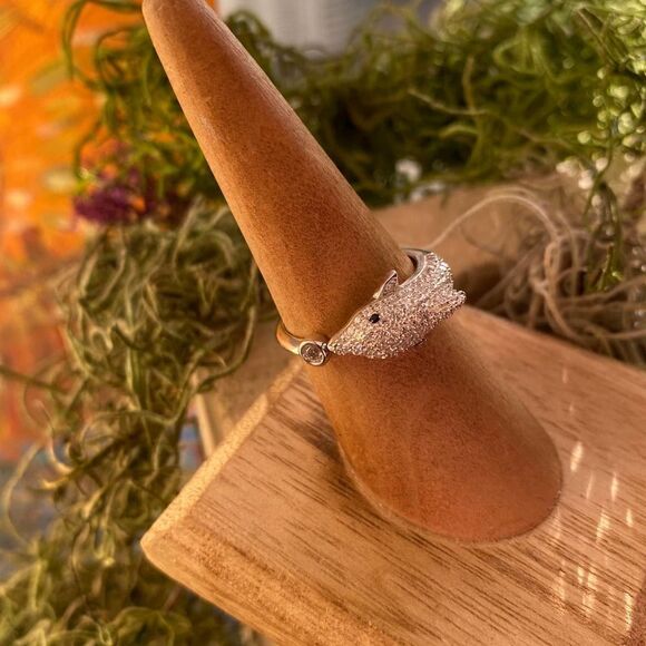 Micro Pave 14k Cz Diamond Dolphin Sterling Silver Ring Sizes 7,8,9 - Picture 9 of 9